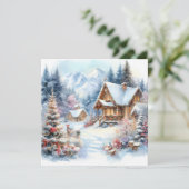Weihnachtslandschaft Kunst Grußkarte Feiertagskarte (Stehend Vorderseite)