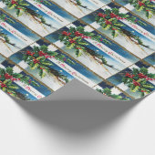Weihnachtslandschaft mit dem Zweig Holly Geschenkpapier (Ecke)
