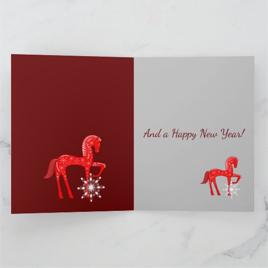Weihnachtslandschaft mit Pferd und Sondertext Karte (Innenseite)