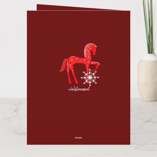 Weihnachtslandschaft mit Pferd und Sondertext Karte (Rückseite)