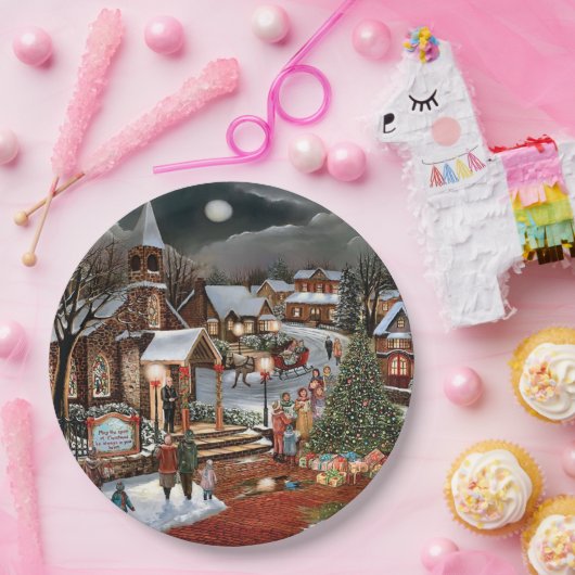 Weihnachtslandschaft Pappteller (Party)