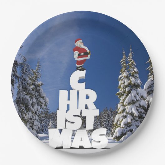 Weihnachtslandschaft Pappteller (Vorderseite)