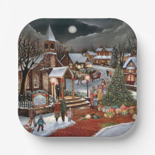Weihnachtslandschaft Pappteller