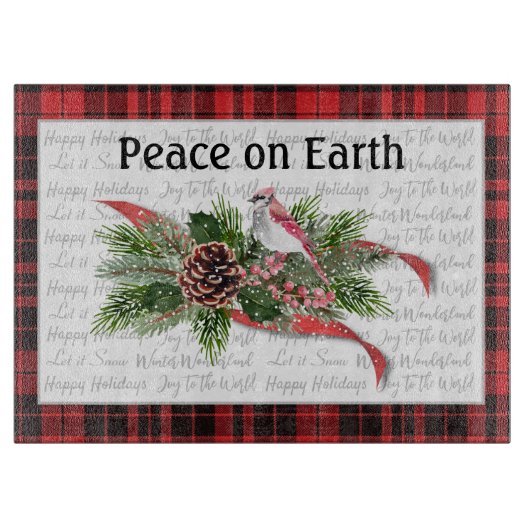 Weihnachtslandschaft | Roter Kardinal Schneidebrett (Vorderseite)