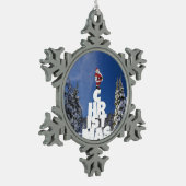 Weihnachtslandschaft Schneeflocken Zinn-Ornament (Links)