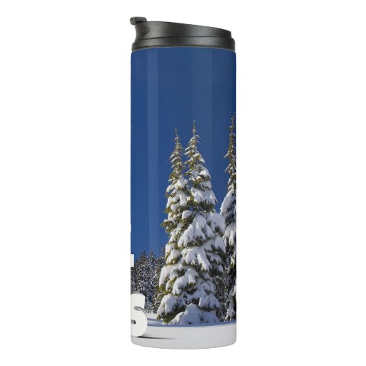 Weihnachtslandschaft Thermosbecher (Nach rechts gedreht)