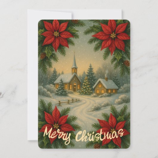 Weihnachtslandschaft Weihnachtszeit-Blume Feiertagskarte (Vorderseite)