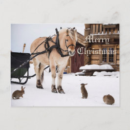 Weihnachtslandwirt Idylle Tierfreunde Feiertagspostkarte