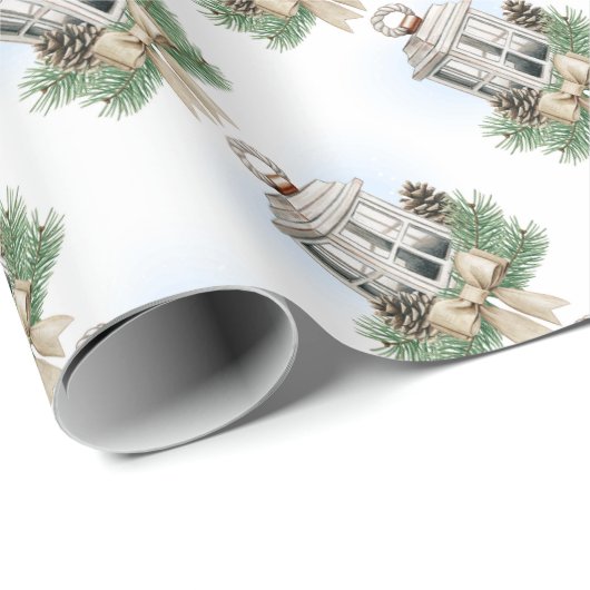 Weihnachtslanterns Geschenkpapier (Rolleneckpunkt)