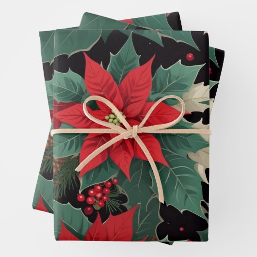 Weihnachtsläppchen, Rote Berries, Feuerwehrzweige Geschenkpapier Set (Beispiel)