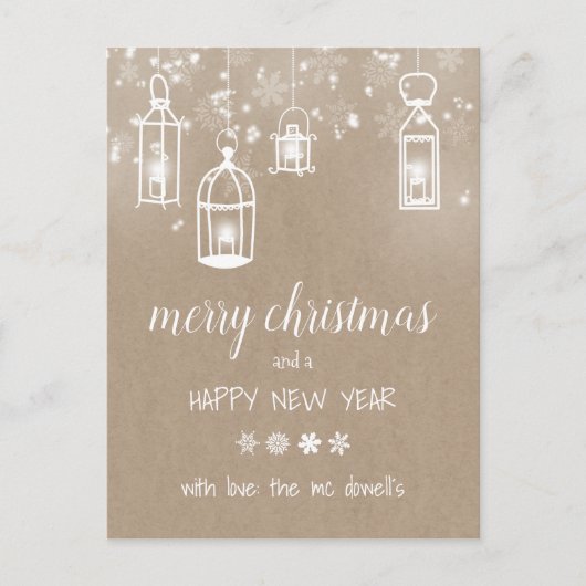 Weihnachtslaternen kraft Winter Ankündigungspostkarte (Vorderseite)