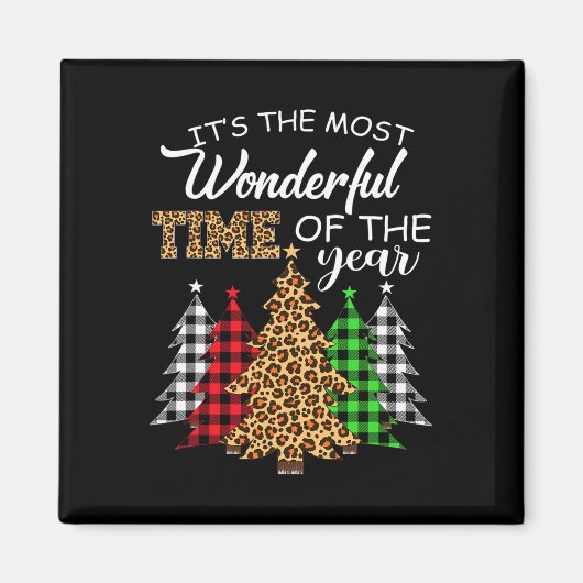 Weihnachtslatte Leopard Karierten Weihnachtsbaum F Magnet (Vorne)