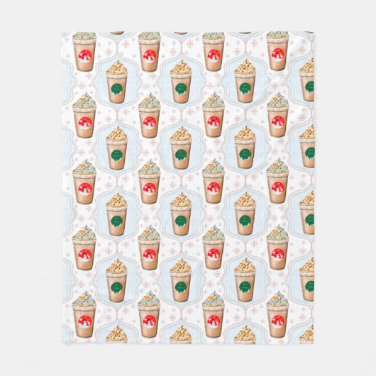 Weihnachtslatte Ogee Snowflake Muster Fleecedecke (Vorderseite)