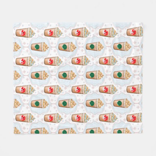 Weihnachtslatte Ogee Snowflake Muster Fleecedecke (Vorderseite (Horizontal))