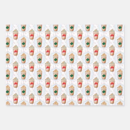 Weihnachtslatte Ogee Snowflake Muster Geschenkpapier Set (Vorderseite 3)