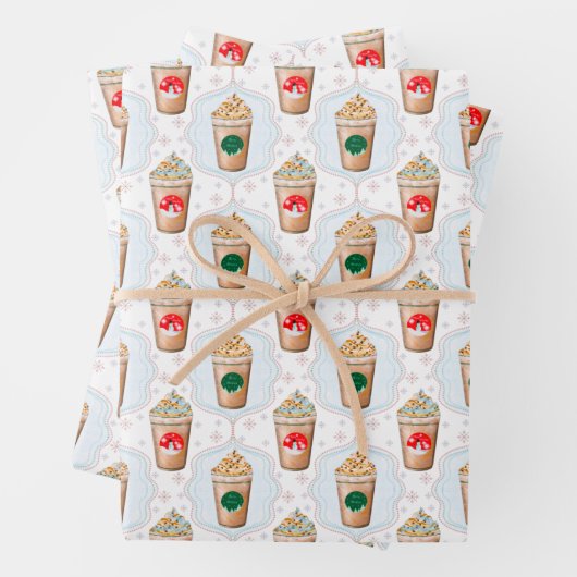Weihnachtslatte Ogee Snowflake Muster Geschenkpapier Set (Beispiel)