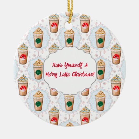 Weihnachtslatte Ogee Snowflake Muster Keramik Ornament (Vorne)