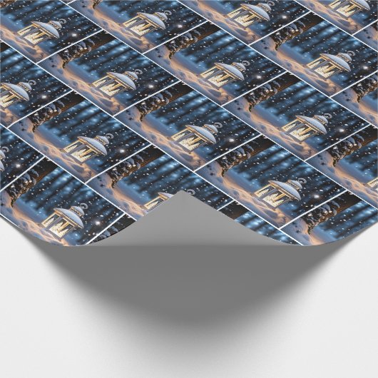 Weihnachtslattern im Schnee Geschenkpapier (Ecke)