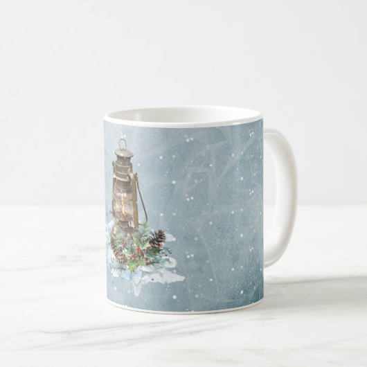 Weihnachtslattern im Schnee Kaffeetasse (VorderseiteRechts)