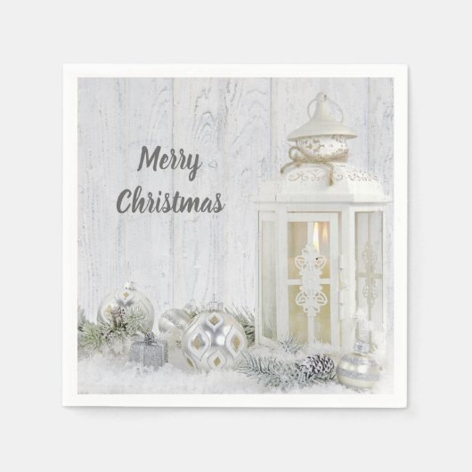 Weihnachtslattern mit Ornamenten Serviette (Vorderseite)