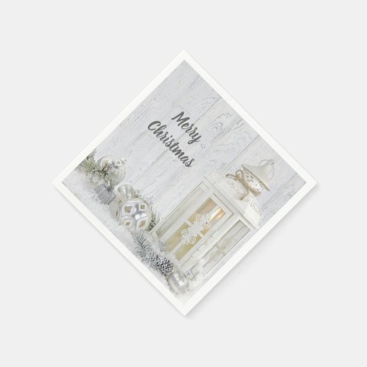 Weihnachtslattern mit Ornamenten Serviette (Ecke)