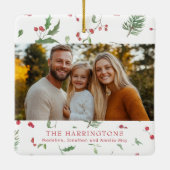 Weihnachtslaub-Foto Keramikornament (Rückseite)