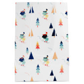 Weihnachtsläufer auf Weiß Mittlere Geschenktüte (Rückseite)