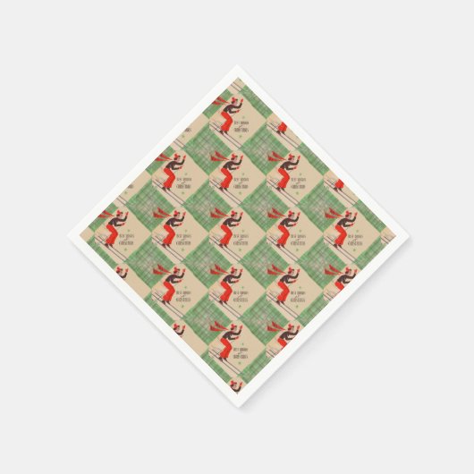 Weihnachtsläufer der 50er Jahre Serviette (Ecke)