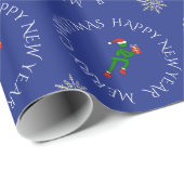 Weihnachtsläufer-Sondertext blau Geschenkpapier (Rolleneckpunkt)