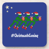 Weihnachtsläufer Sondertext blau Getränkeuntersetzer (Vorderseite)