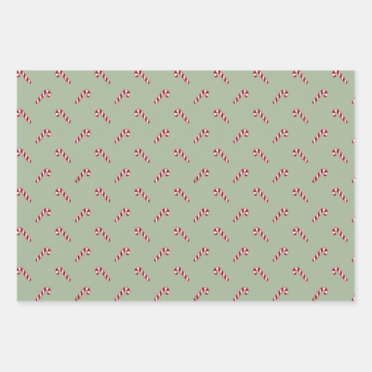 Weihnachtslaurel niedliches Zuckerrohrmuster Geschenkpapier Set (Vorderseite 3)