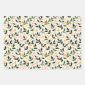 Weihnachtsleaf Grün Elfenbeinrosa Gold Geschenkpapier Set (Vorderseite 2)