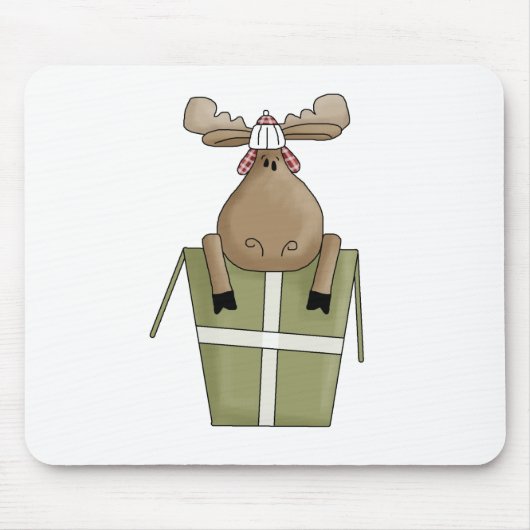 Weihnachtslebewesen · Elche u. Geschenkboxen Mousepad (Vorne)