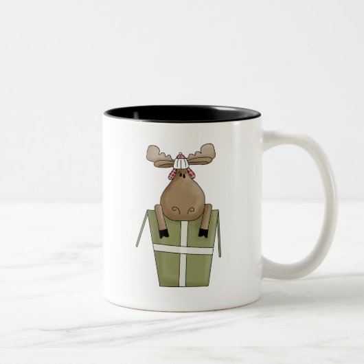 Weihnachtslebewesen · Elche u. Geschenkboxen Zweifarbige Tasse (Rechts)