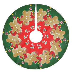 Weihnachtslebkuchen-Bonbon-Süßigkeiten Polyester Weihnachtsbaumdecke