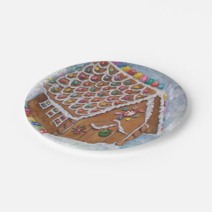 Weihnachtslebkuchen-Haus Pappteller