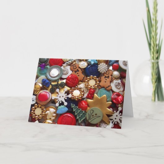 Weihnachtslebkuchen-Mann-Knöpfe Feiertagskarte (Vorderseite)