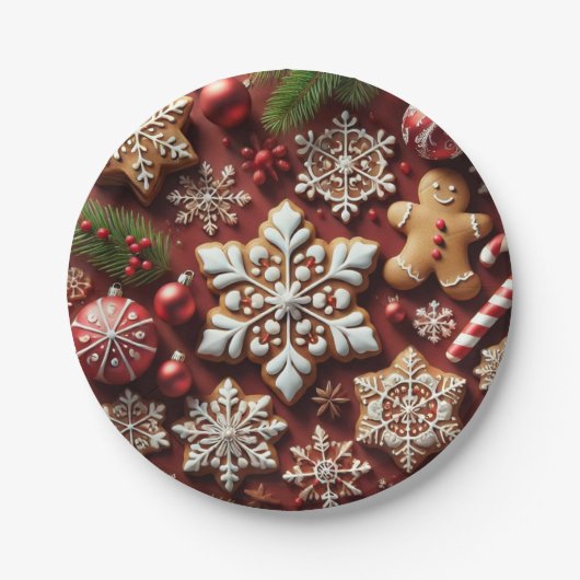Weihnachtslebkuchen-Papierteller. Pappteller (Vorderseite)