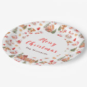 Weihnachtslebkuchen Rot Frohe Weihnachten Pappteller (Schrägansicht)