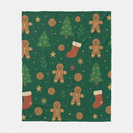 Weihnachtslebkuchen-Spaß Fleecedecke (Vorderseite)