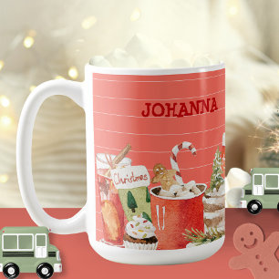 Weihnachtsleckereien Rosa Wasserfarbe Weiblich Süß Kaffeetasse