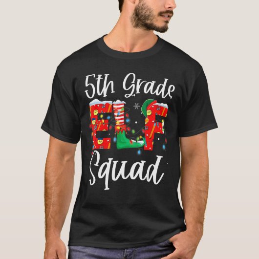 Weihnachtslehrer 5. Klasse Elf Squad Matching Gro T-Shirt (Vorderseite)