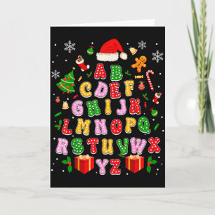 Weihnachtslehrer Alphabet Zurück zur Schule Ferien Karte