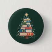 Weihnachtslehrer Bücher Baum Xmas Leseferien Button (Vorderseite)