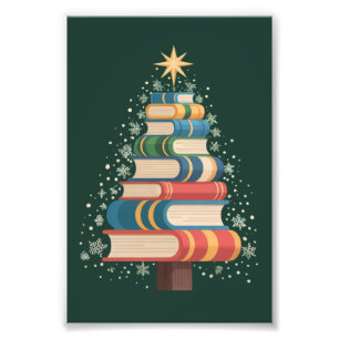 Weihnachtslehrer Bücher Baum Xmas Leseferien Fotodruck