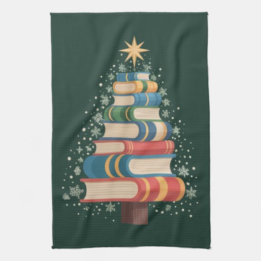 Weihnachtslehrer Bücher Tree Xmas Reading Holiday Geschirrtuch (Vertikal)