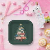 Weihnachtslehrer Bücher Tree Xmas Reading Holiday Pappteller (Party)