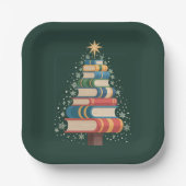 Weihnachtslehrer Bücher Tree Xmas Reading Holiday Pappteller (Vorderseite)