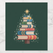 Weihnachtslehrer Bücher Tree Xmas Reading Holiday Weinetikett (Einzelnes Label)