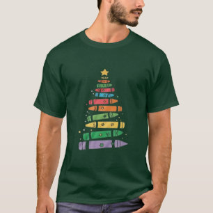 Weihnachtslehrer Buntstift Baum Süße Weihnachtsbel T-Shirt